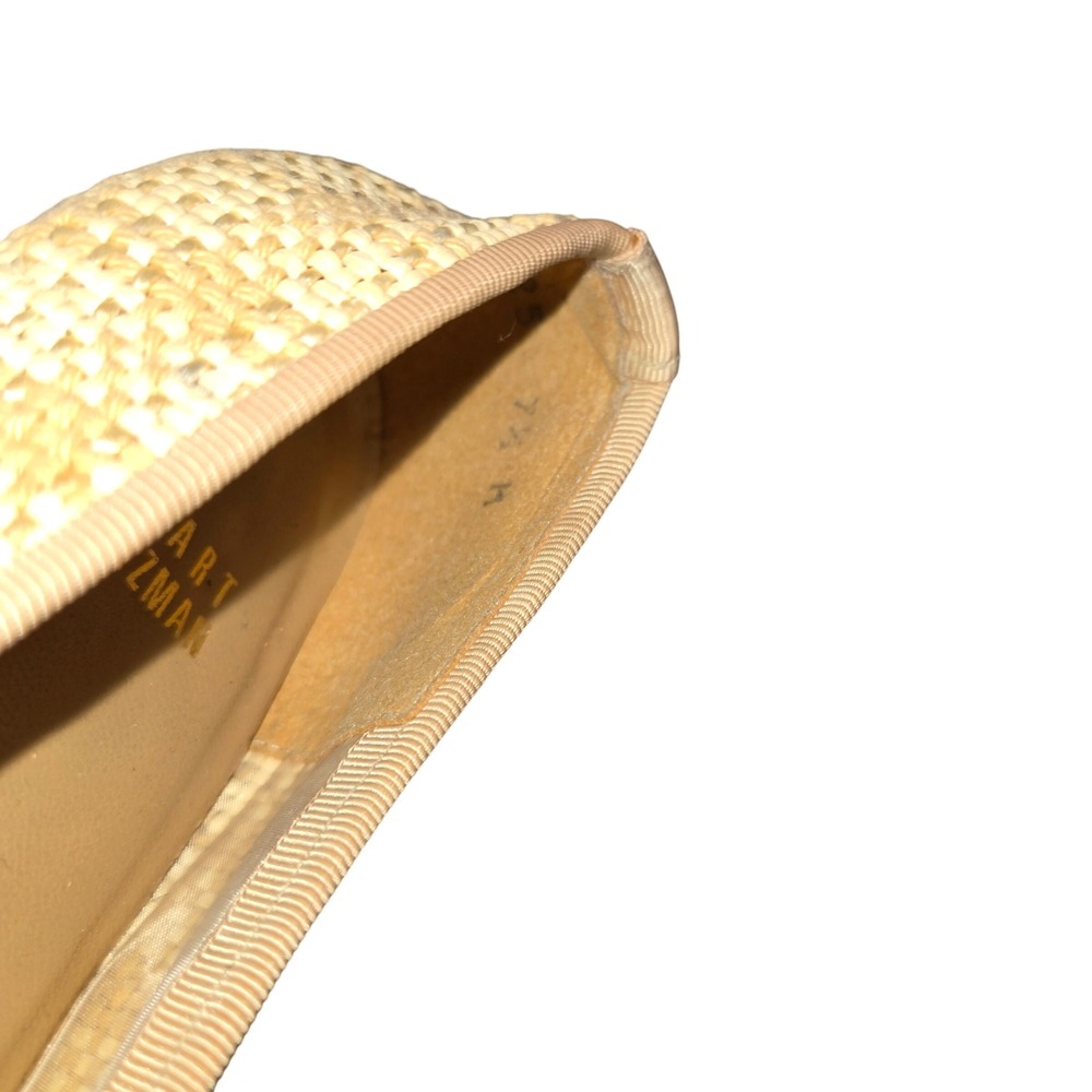 Stuart Weitzman Beige Woven Straw Raffia Ballet Flats Bow Accent Size 7.5M - Picture 12 of 12